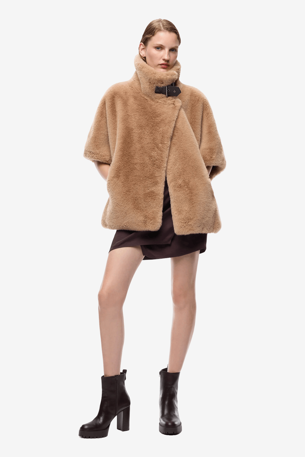 Pinko New Comodino Fur Cape Beige 107043 A3E7 C73