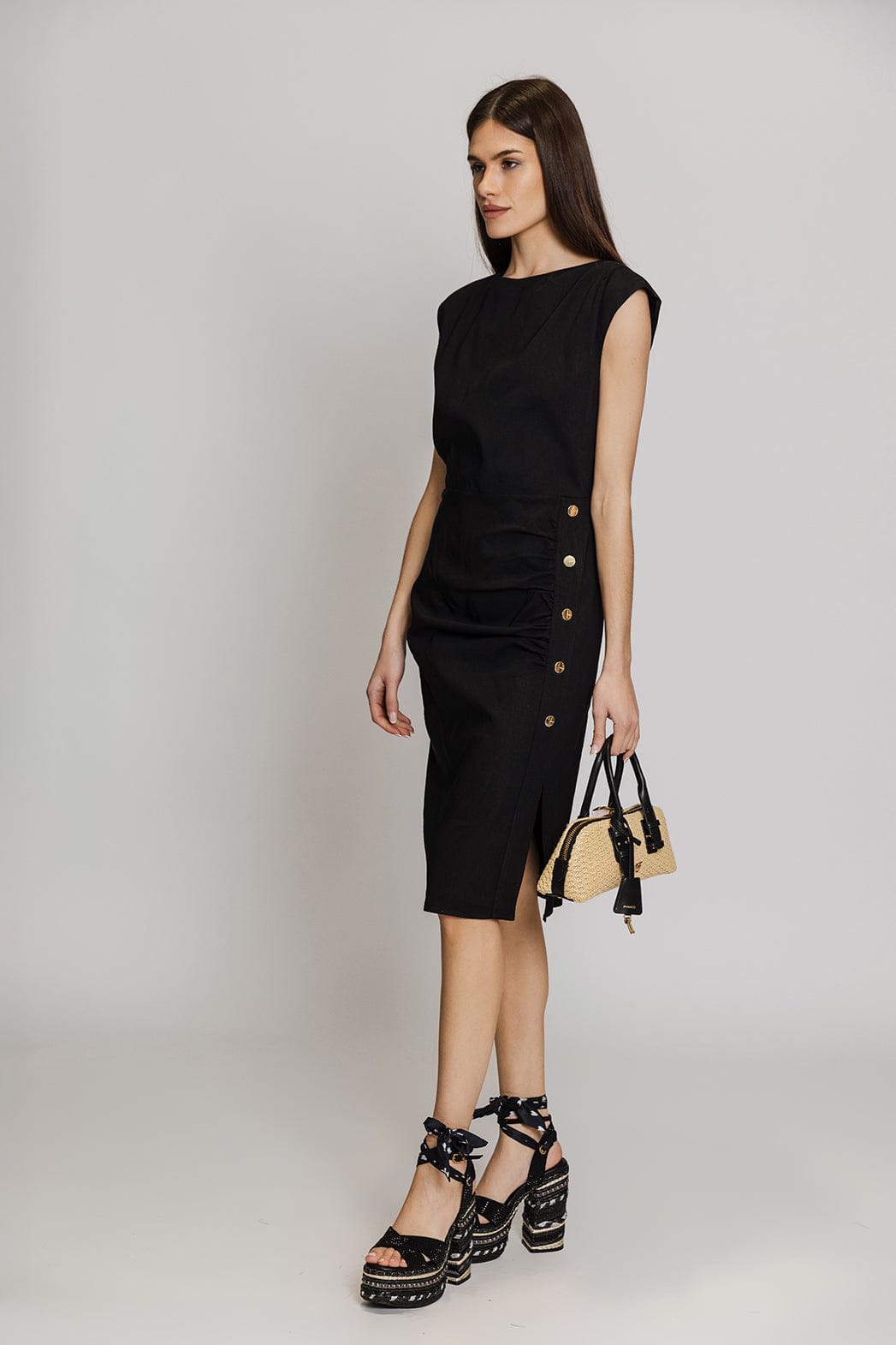 Pinko Alissa Fitted Linen Midi Dress Black 106521 A34I Z99 beautycollection.gr Pinko Alissa Fitted Linen Midi Dress Black 106521 A34I Z99 beautycollection.gr