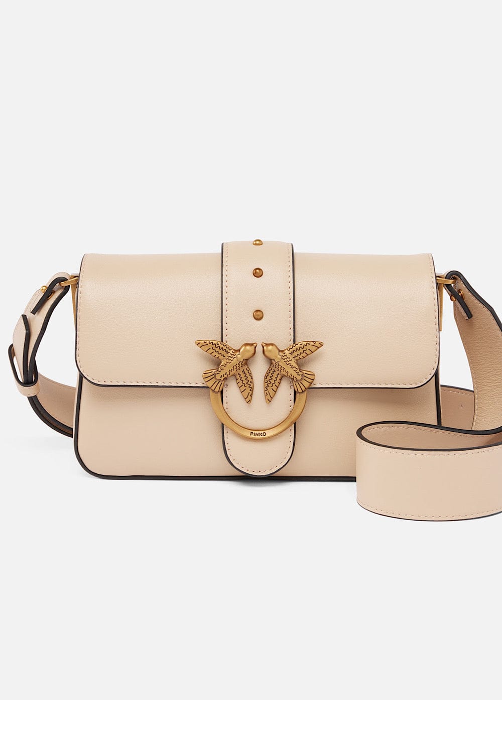 pinko ベージュ フード付き Pinko Love One Mini Slouchy Leather Bag Beige 104340 A0QO C50Q