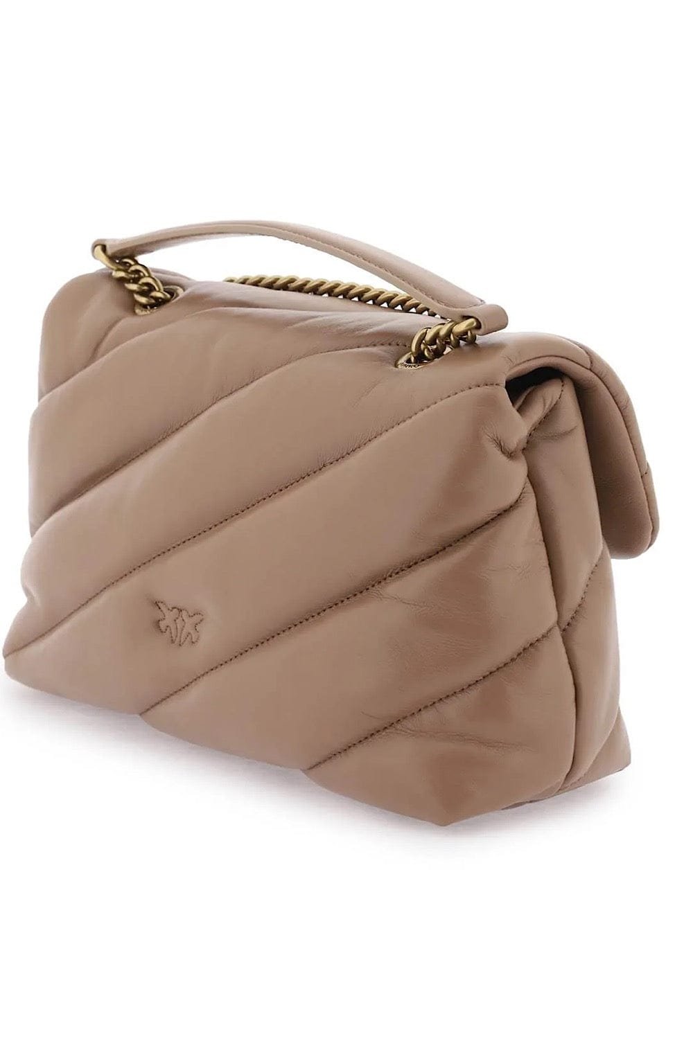 Pinko Love Puff Mini Shoulder Bag Beige with Gold Buckle 100039 A0F2 D01Q