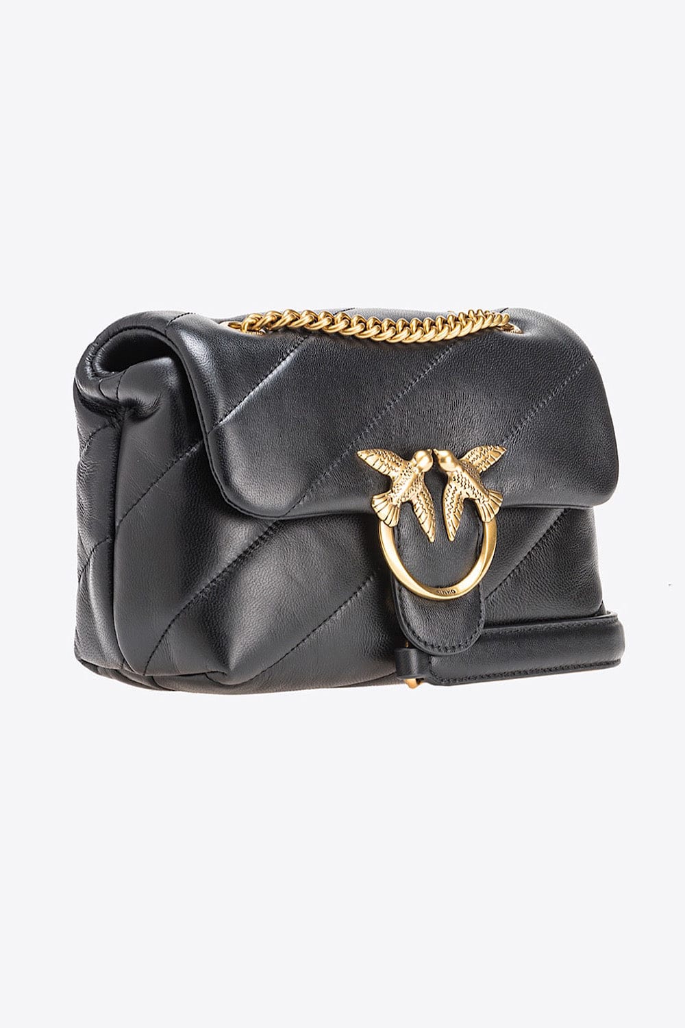 Pinko Love Puff Mini Shoulder Bag Black with Gold Buckle 100039 A0F2 Z99Q