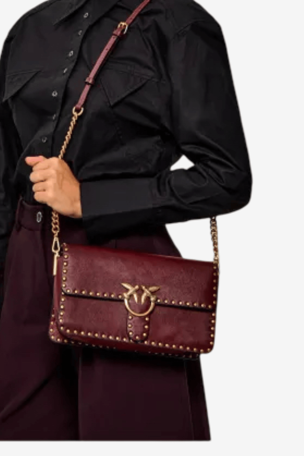 Pinko Love One Slouchy Mn.Studs Small Bag Burgundy 107664 A2JG WW5Q
