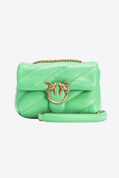 Pinko Love Puff Mini Τσάντα Ώμου Πράσινη με Χρυσή Αγκράφα 100039 A0F2 T36Q