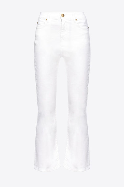 Pinko Brenda Bootcut Βαμβακερό Παντελόνι Άσπρο 100172 A1JM Z14