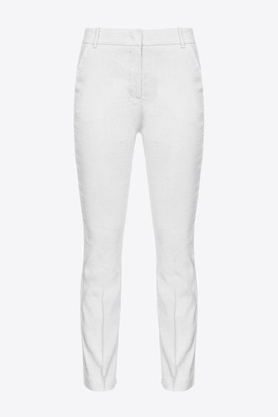 Pinko Bello Ελαστικό Λινό Παντελόνι Άσπρο 100155 A0IM Z07