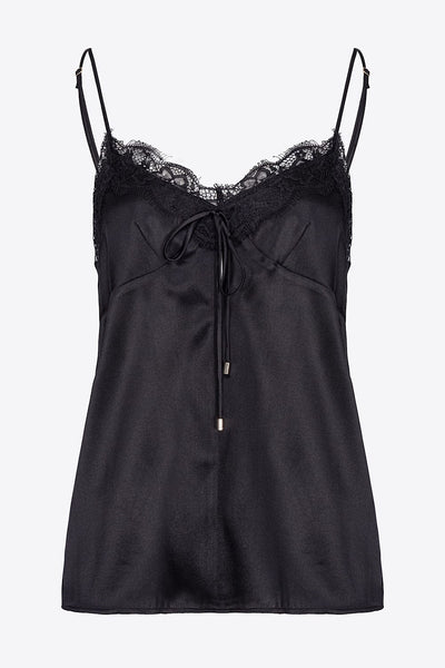 Pinko Tremante Lace-Trim Camisole Μαύρο 100891 ZR64 Z99