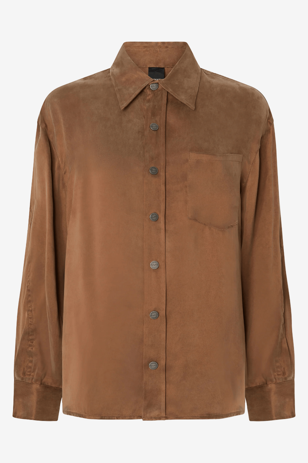 Pinko Careser Shirt with Velvety Texture Brown 107169 A3F8 M10