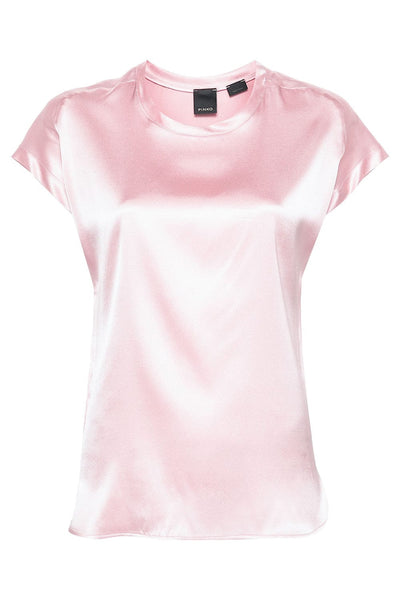 Pinko Farida Μεταξωτή Κοντομάνικη Μπλούζα Ροζ 100100 A1R1 N98
