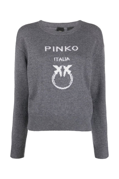 Pinko Burgos Πλεκτή Μπλούζα με Λογότυπο Γκρι 100414 Y7ZA I42