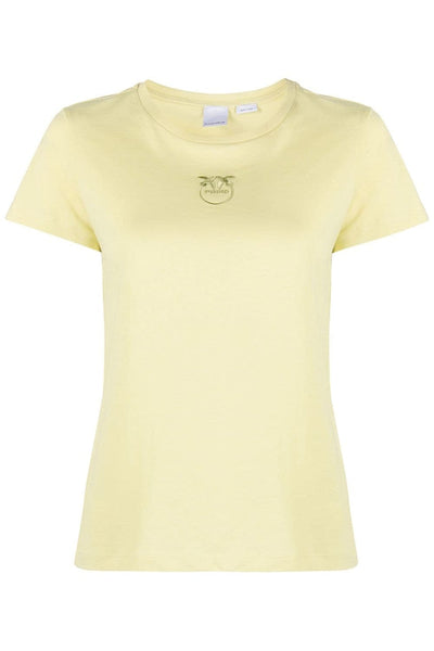 Pinko Bussolotto Short-Sleeved Cotton T-shirt Κίτρινο 100355 A1NW H23