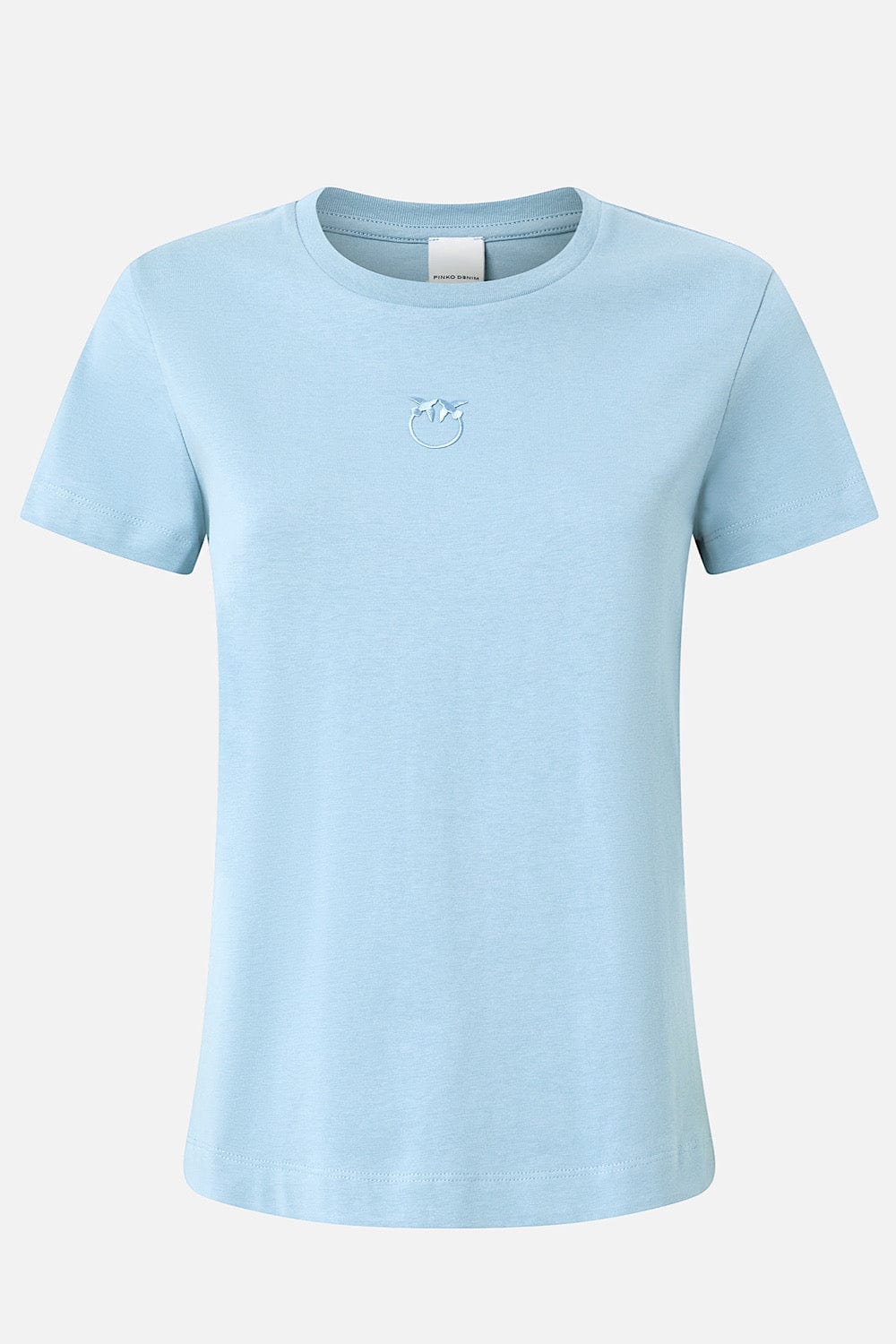 Pinko Bussolotto Short-Sleeved Cotton T-shirt Light Blue