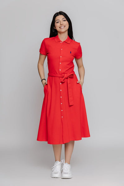 Polo Ralph Lauren Midi Φόρεμα Κόκκινο 211913304002