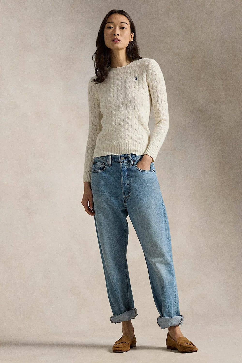 Polo Ralph Lauren Cable Wool-Cashmere Sweater Cream 211910421001