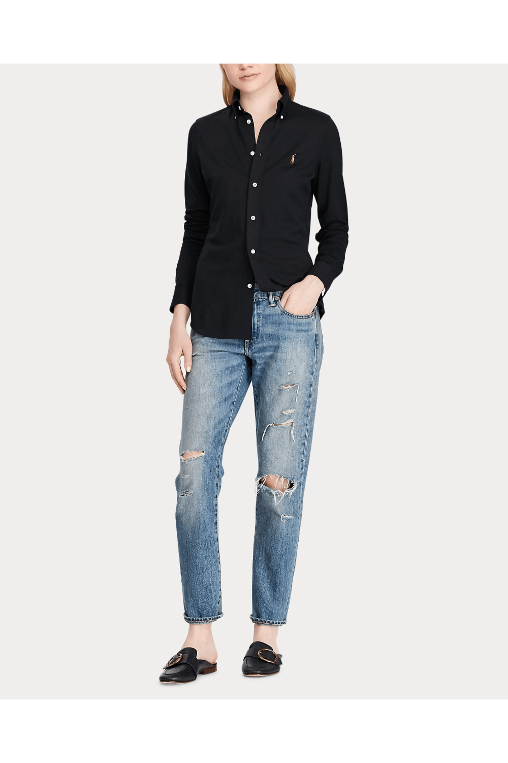 Polo Ralph Lauren Βαμβακερό Πουκάμισο Oxford Μαύρο 211664427010