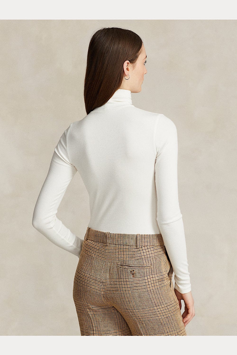 Polo Ralph Lauren Stretch Rib-knit Roll Neck Blouse White 211814422001