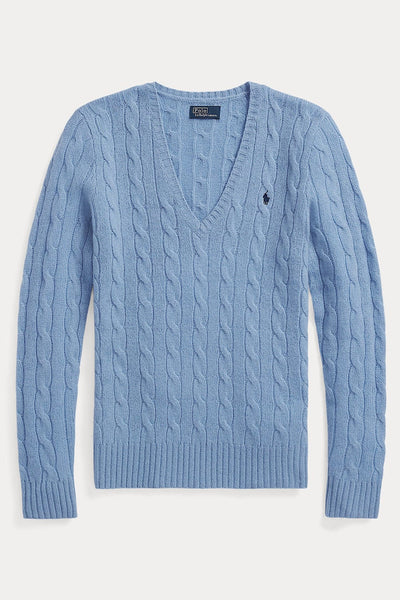 Polo Ralph Lauren Cable Wool-Cashmere V-Νeck Πουλόβερ Μπλε  211910422004