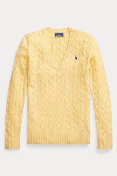 Polo Ralph Lauren Cable Wool-Cashmere V-Νeck Πουλόβερ Κίτρινο 211910422008