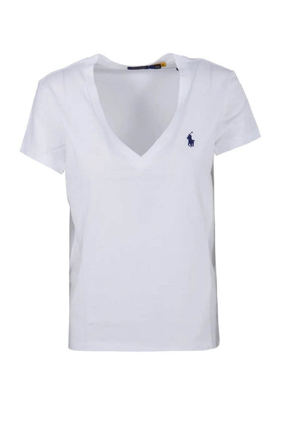 Polo Ralph Lauren Cotton Jersey V-Neck T-Shirt Άσπρο 211902403001