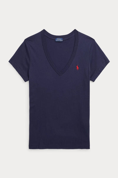Polo Ralph Lauren Cotton Jersey V-Neck T-Shirt Navy 211902403002