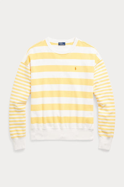 Polo Ralph Lauren Striped Organic Cotton Terry Sweatshirt Κίτρινη 211924302002