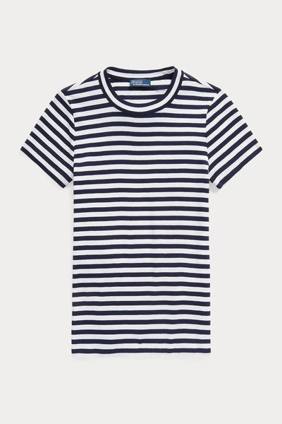 Polo Ralph Lauren Striped Rib-Knit Cotton Crewneck T-Shirt Navy 211891520001