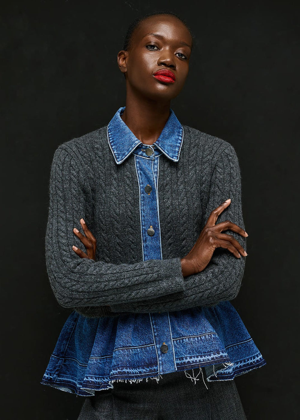 Tailor Made Knitted Top Dark Grey TM0894