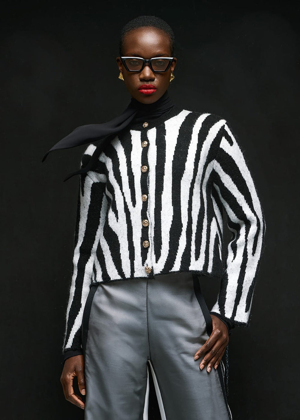Tailor Made Zebra Πλεκτή Ζακέτα Άσπρο/Μαύρο TM0895