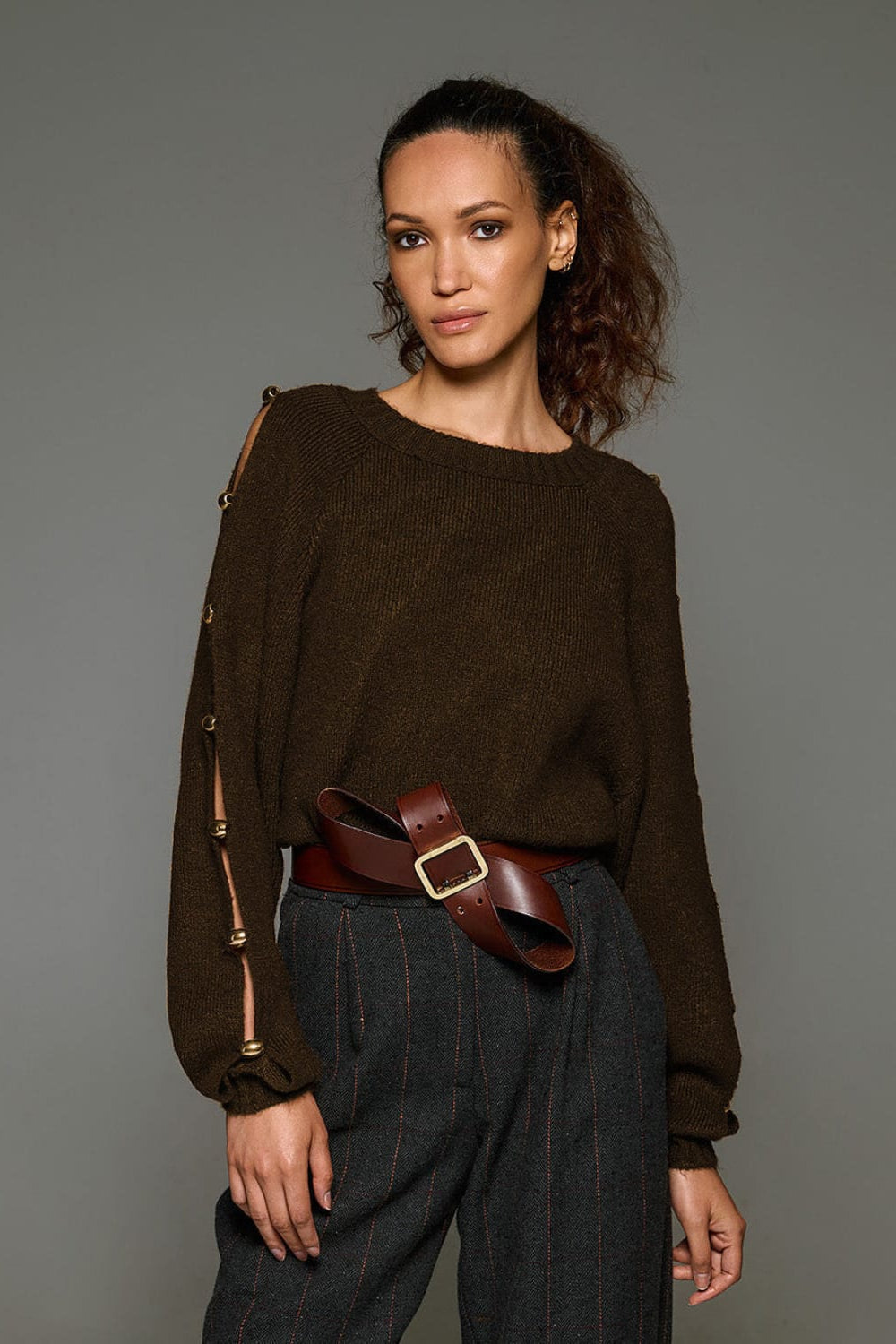 Tailor Made Knitted Top Brown TM0882