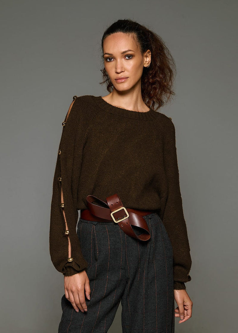Tailor Made Πλεκτή Μπλούζα Brown TM0882