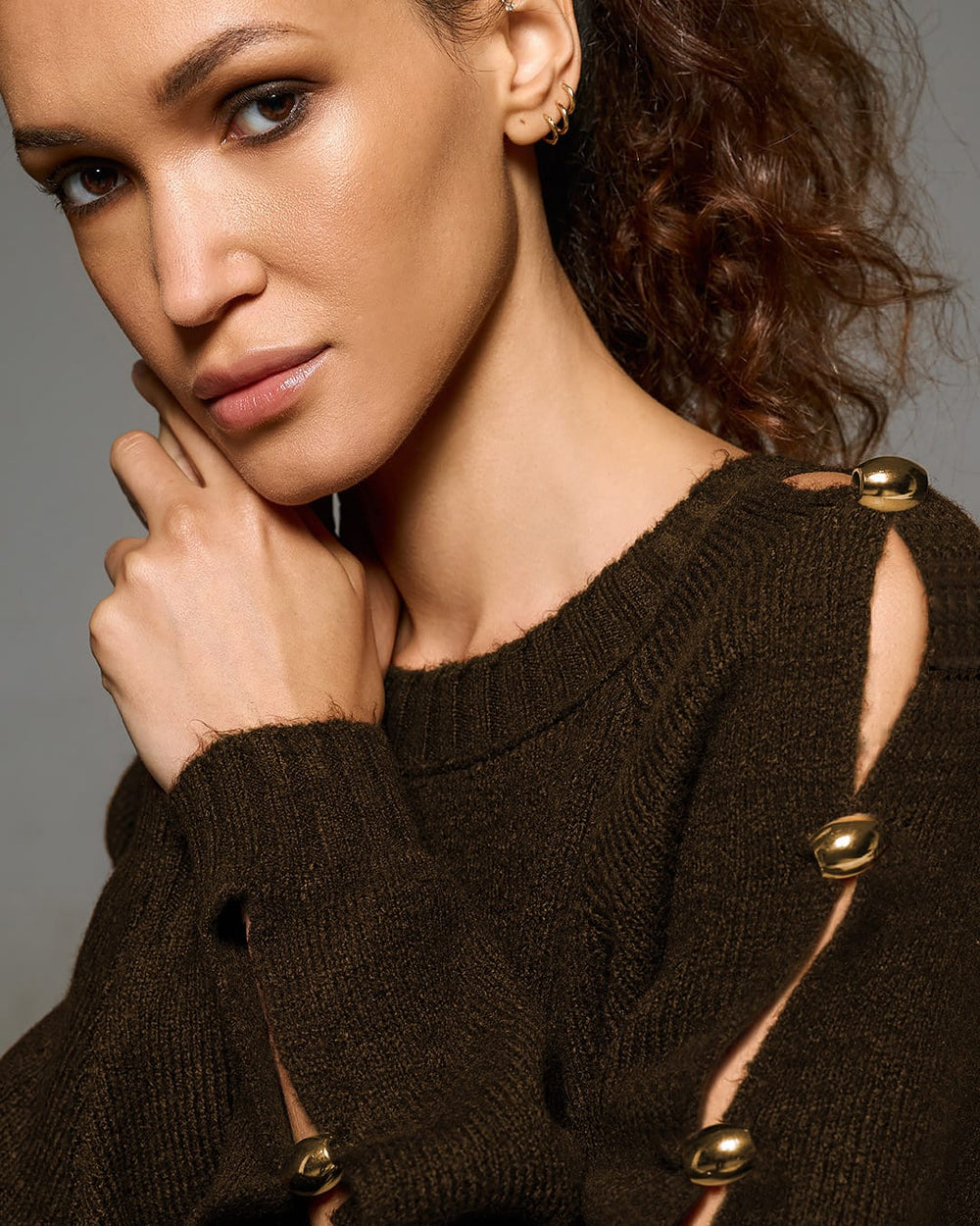 Tailor Made Knitted Top Brown TM0882