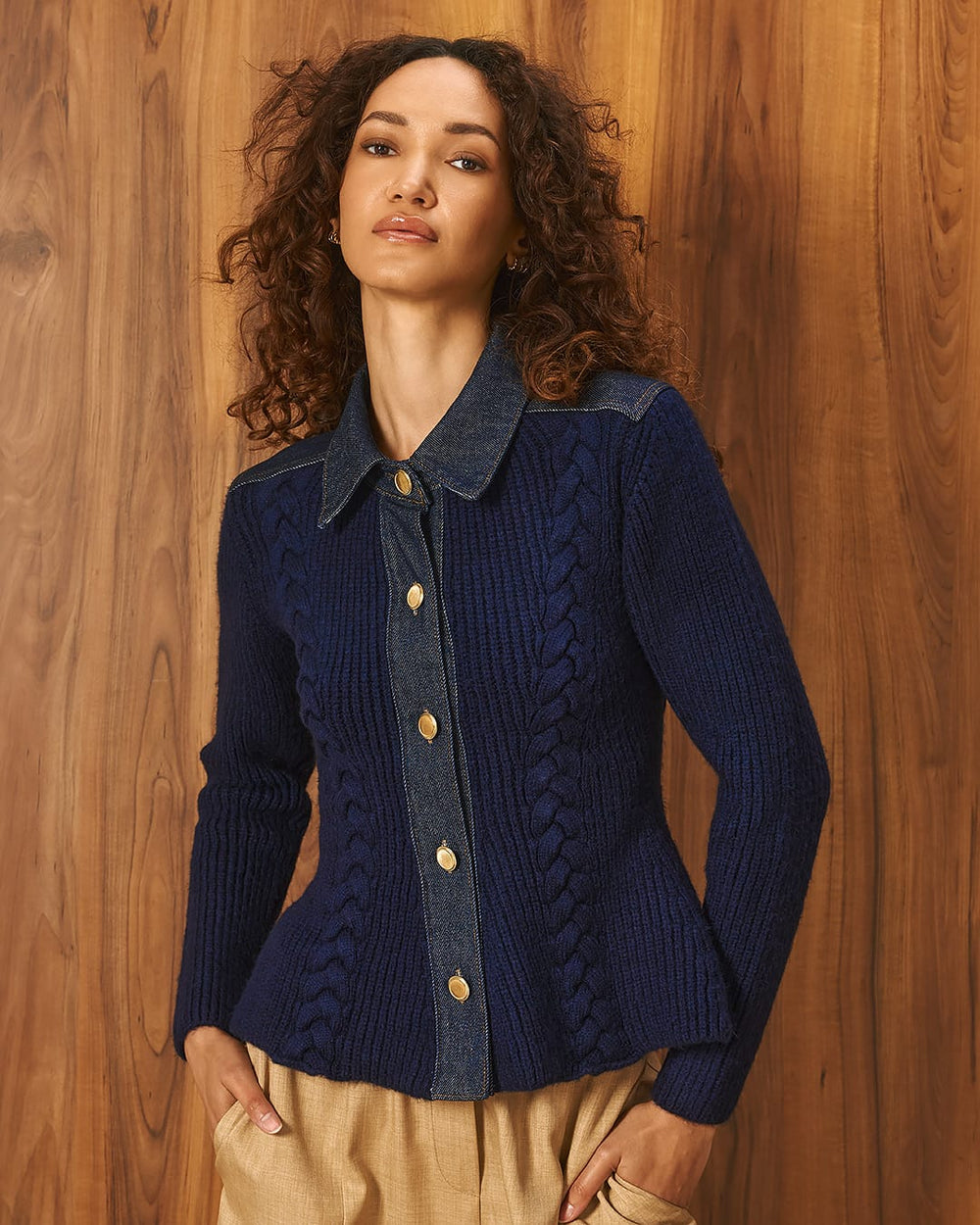 Tailor Made Knitted Cardigan Navy TM0855