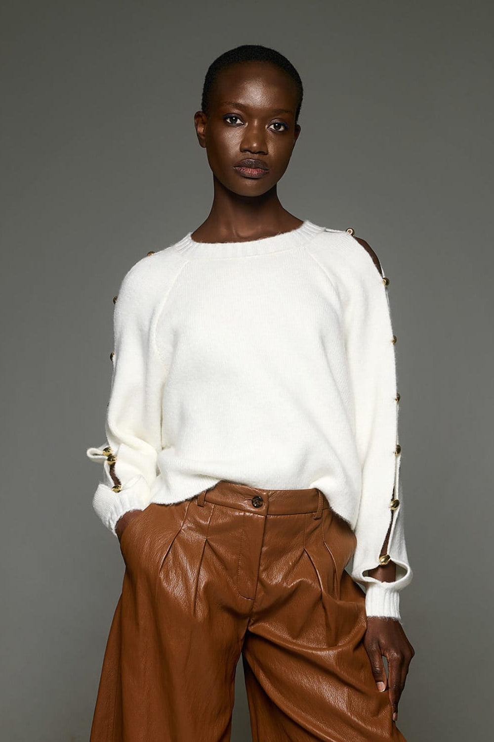 Tailor Made Πλεκτή Μπλούζα Off White TM0882