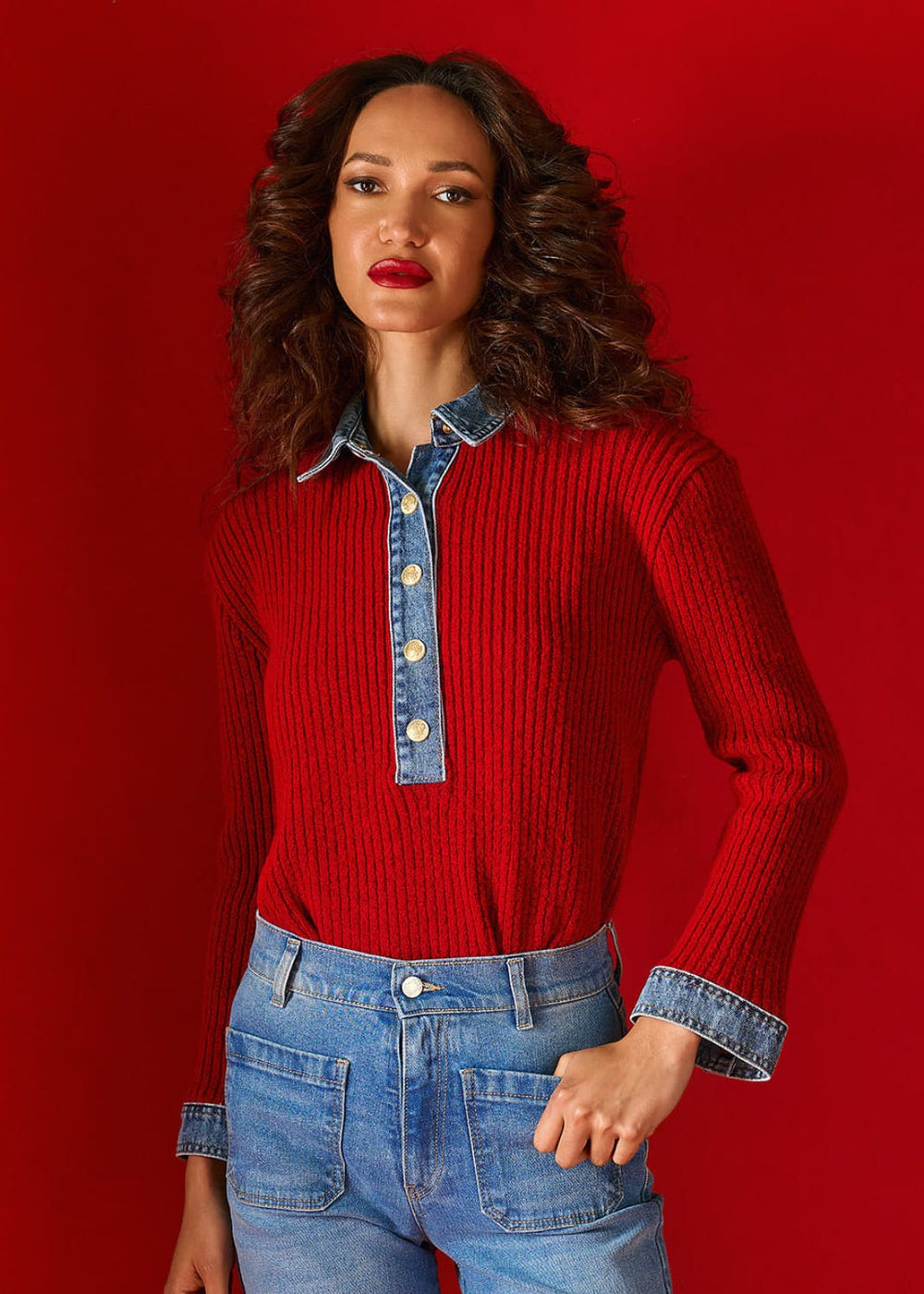 Tailor Made Knitted Top Red TM0854