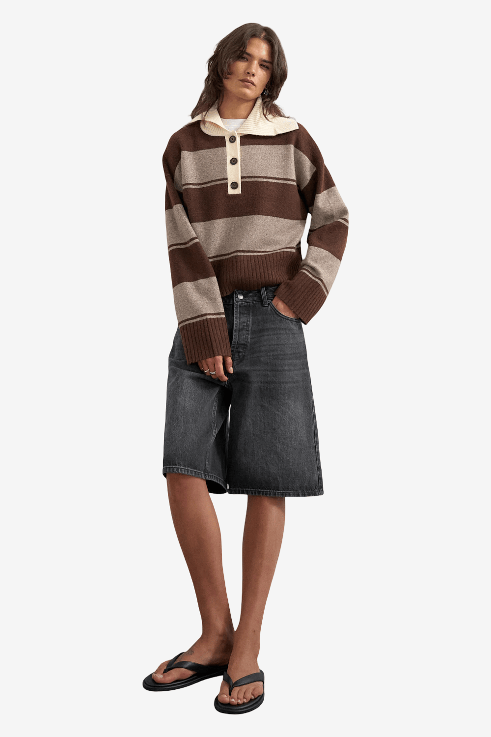 Topshop Knitted Long Sleeve Cami Top Brown 31001478