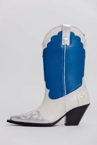 Toral Mogarraz Δερμάτινες Μπότες Μπλε/Άσπρο TL-12357-A
