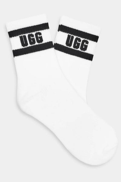 Ugg Australia Dierson Logo Quarter Άσπρo/Μαύρο Κάλτσες 1131332
