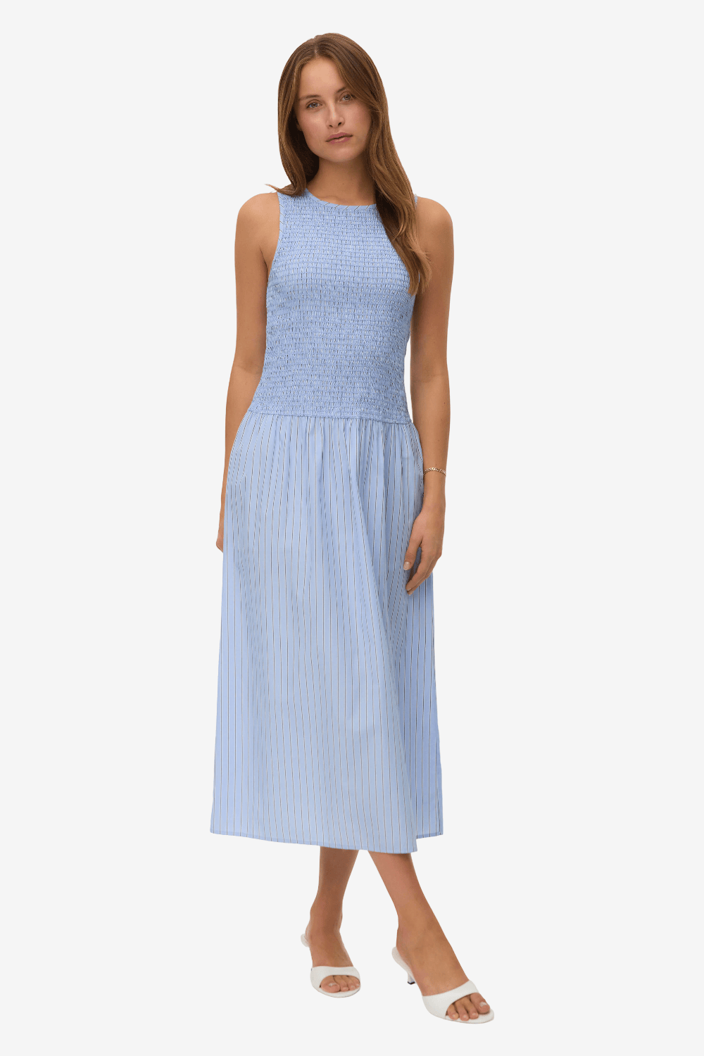 Vero Moda Leya Midi Φόρεμα Ριγέ Μπλε 10345646