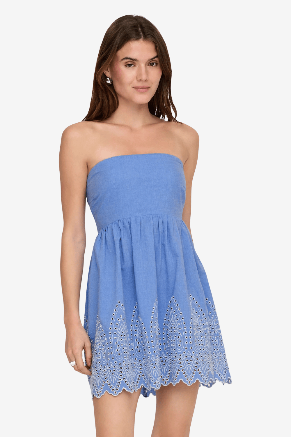 Only Tulum Κεντημένο Mini Φόρεμα Μπλε 15367443