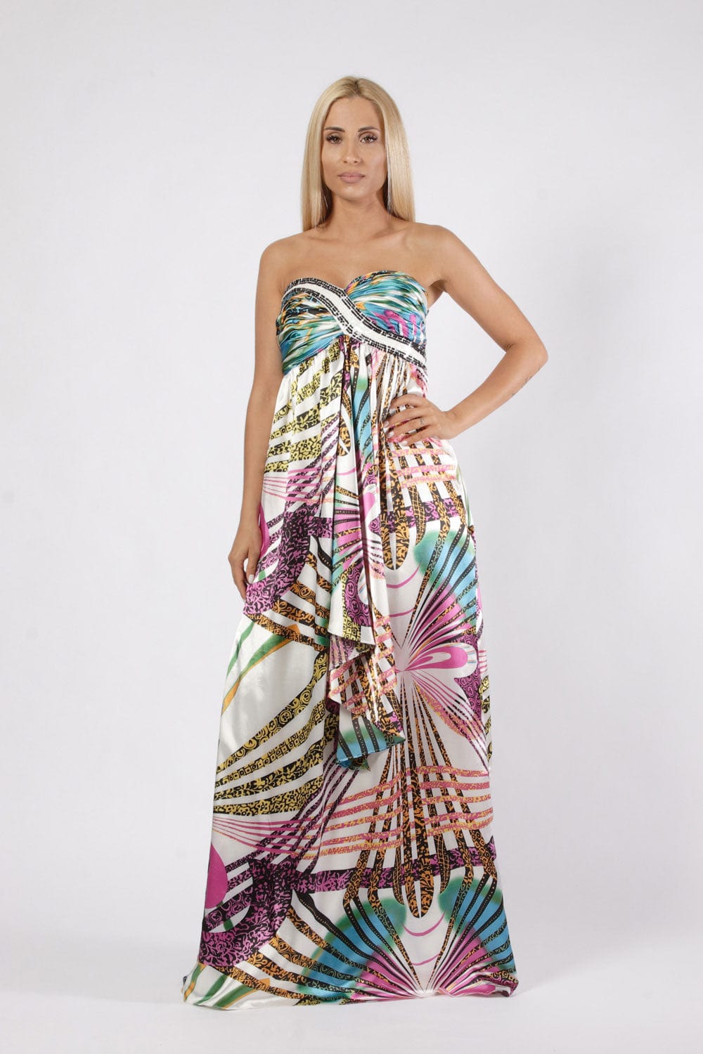 FOREVER UNIQUE ΦΟΡΕΜΑ STRAPLESS ΜΕ PRINT