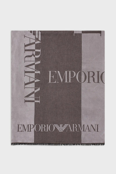 Emporio Armani Scarf with Jacquard Lettering Γκρί 635200 2F312 00054