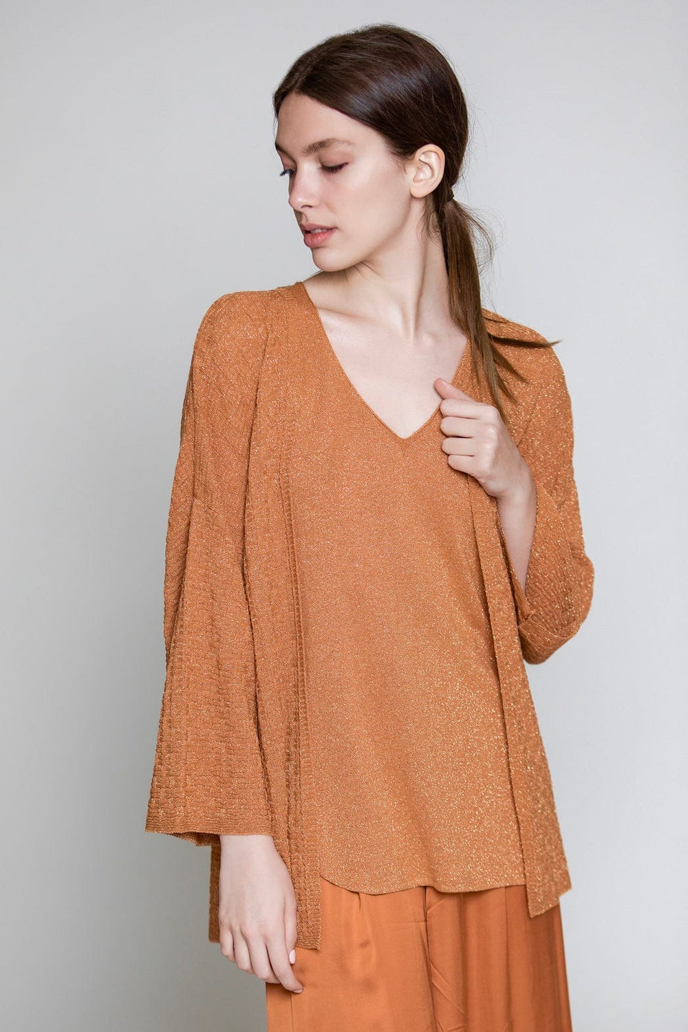 Aggel Ζακέτα με Μεταλλική Ύφανση Peach SS12140