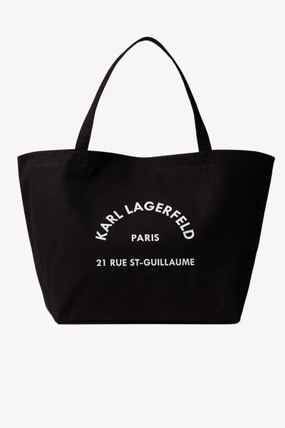 Karl Lagerfeld Logo-Print Camvas Shopper Μαύρη Τσάντα 201W3138