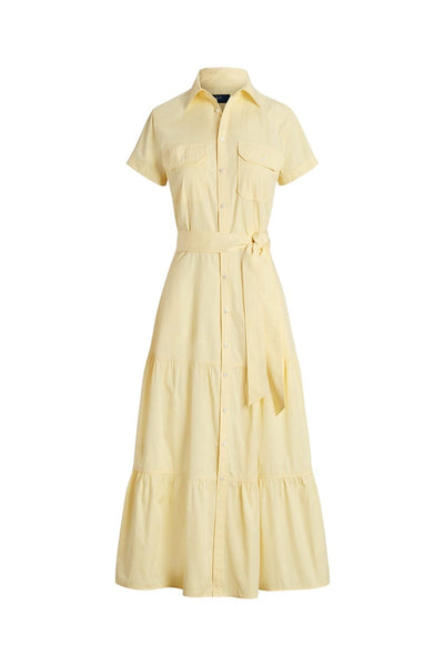 Polo Ralph Lauren Belted Tiered Cotton Φόρεμα Κίτρινο 211904864001