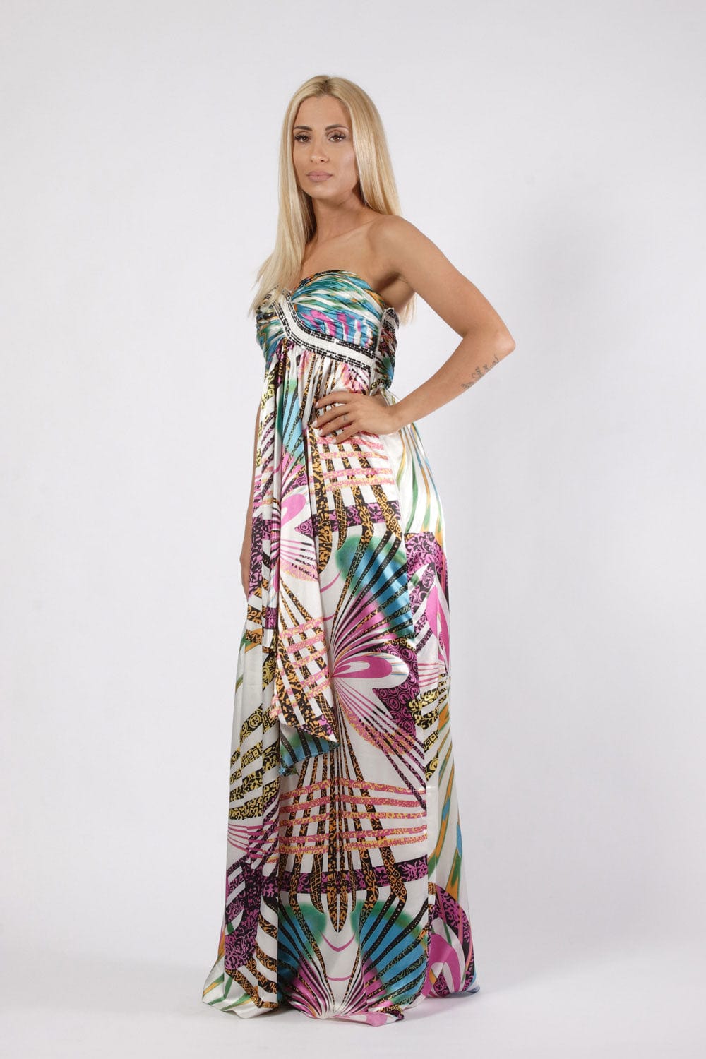 Forever Unique Φόρεμα Strapless Με Print