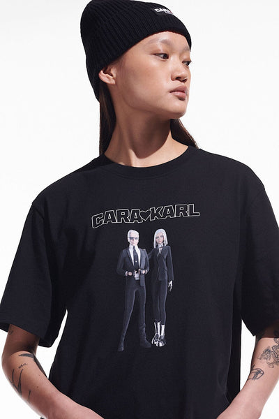 Karl Lagerfeld Cara Loves Karl Avatar T-Shirt  Μαύρο 226W1761