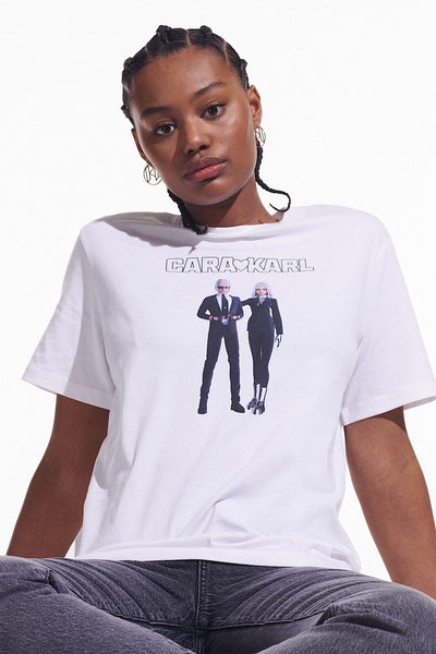 Karl Lagerfeld Cara Loves Karl Avatar T-Shirt  Άσπρο 226W1761