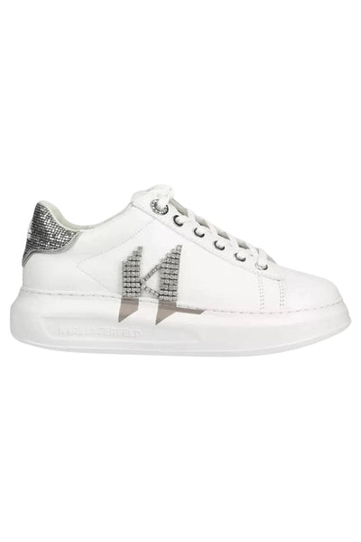 Karl Lagerfeld Monogram Stones Leather Sneakers Άσπρα KL62516D