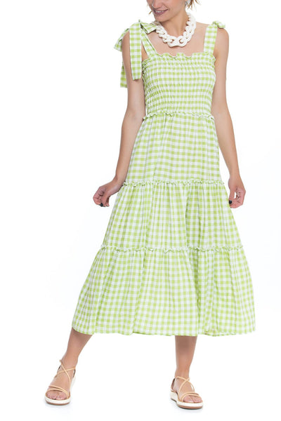 KASIA Αμάνικο Φόρεμα Πράσινο Καρό 7817