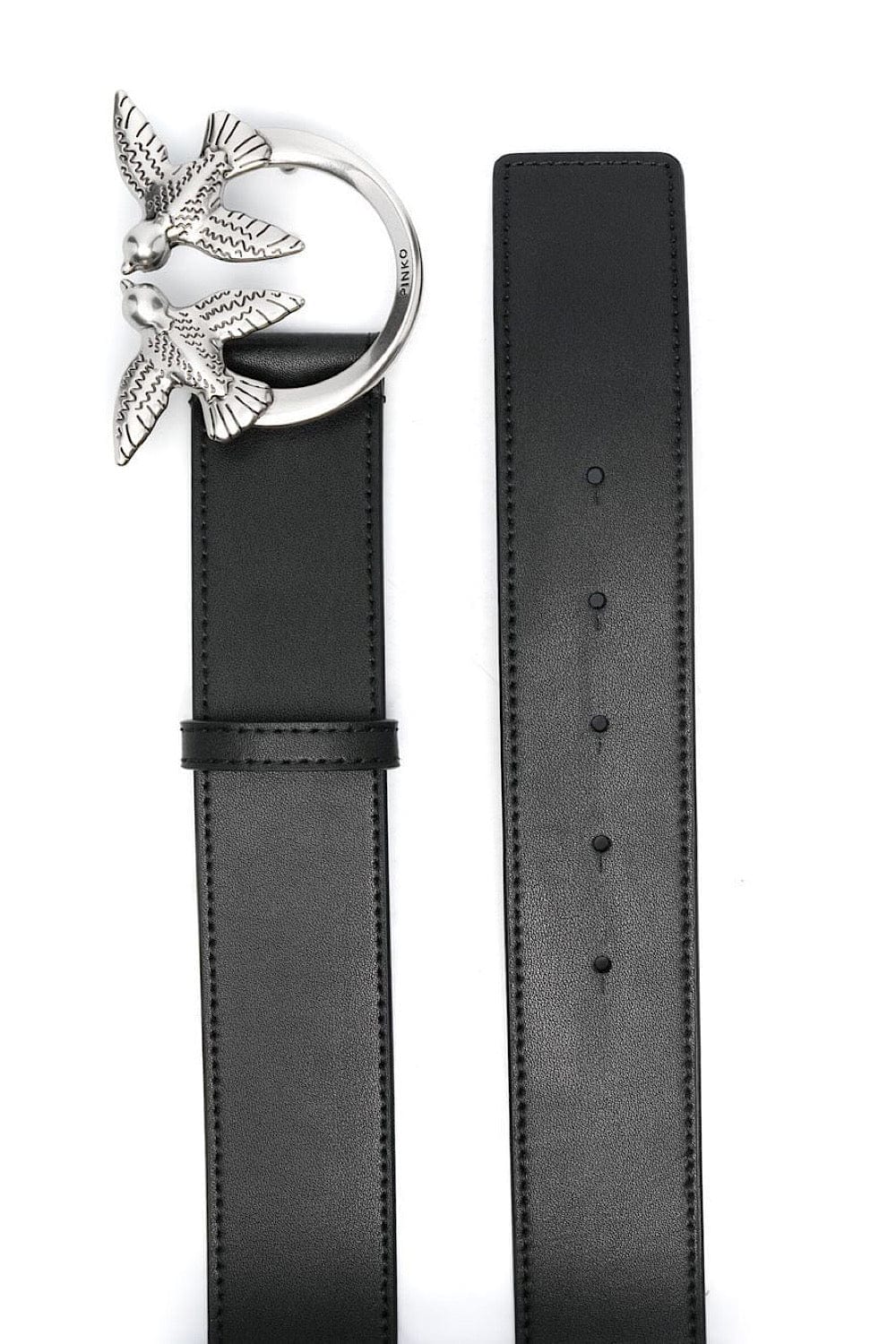 Pinko Love Berry Simply Ζώνη Μαύρη/Ασημί Αγκράφα Πλάτος 4cm 100120 A0F1 Z99O