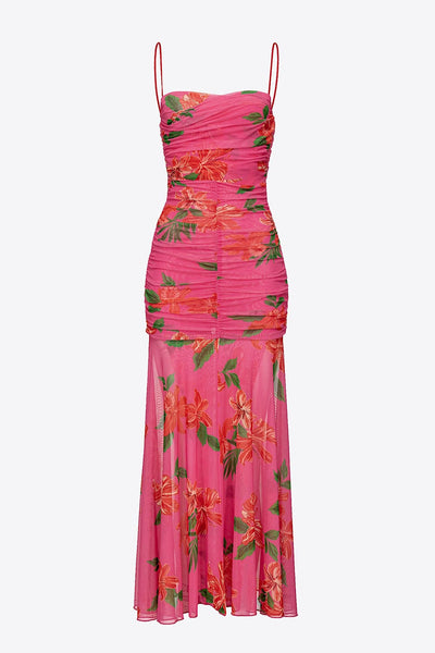 Pinko Abbronza Εφαρμοστό Φόρεμα Floral Φούξια 100952 A0SP YNR